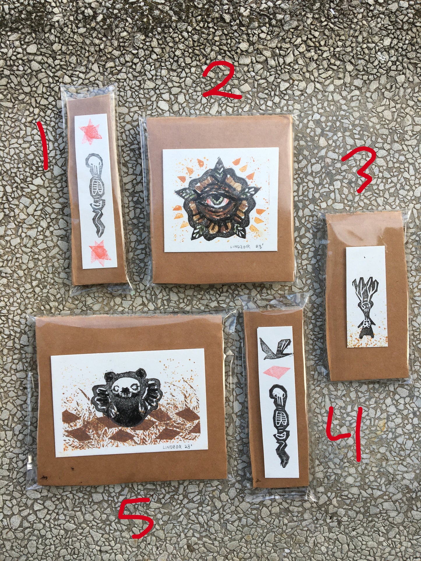 Mini Skelly Lino Prints