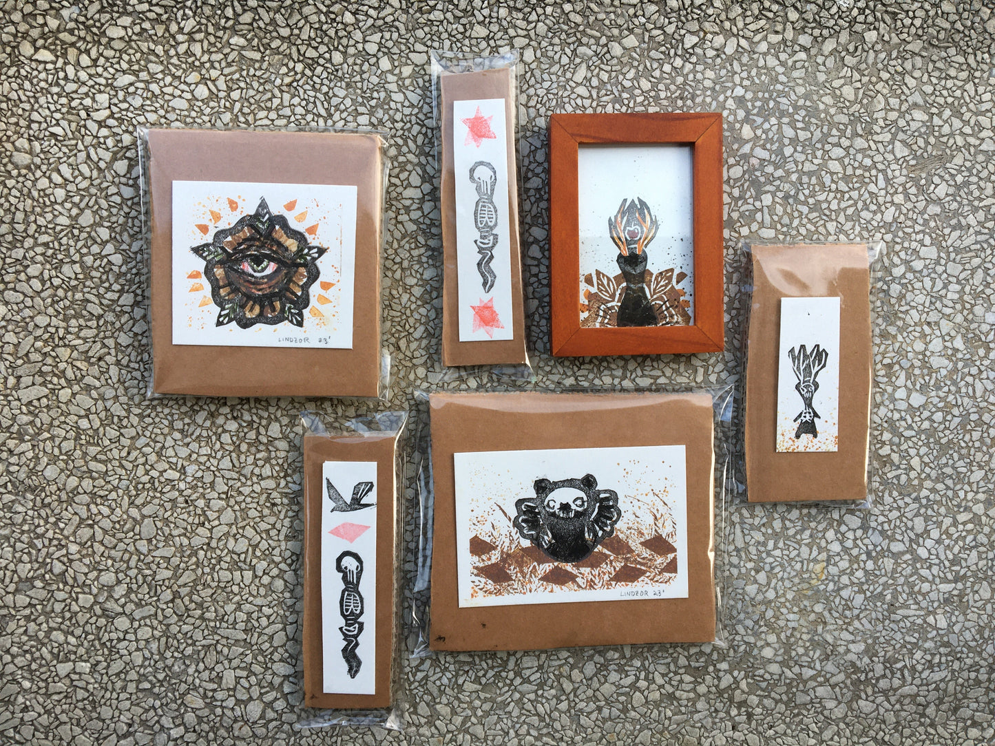 Mini Skelly Lino Prints